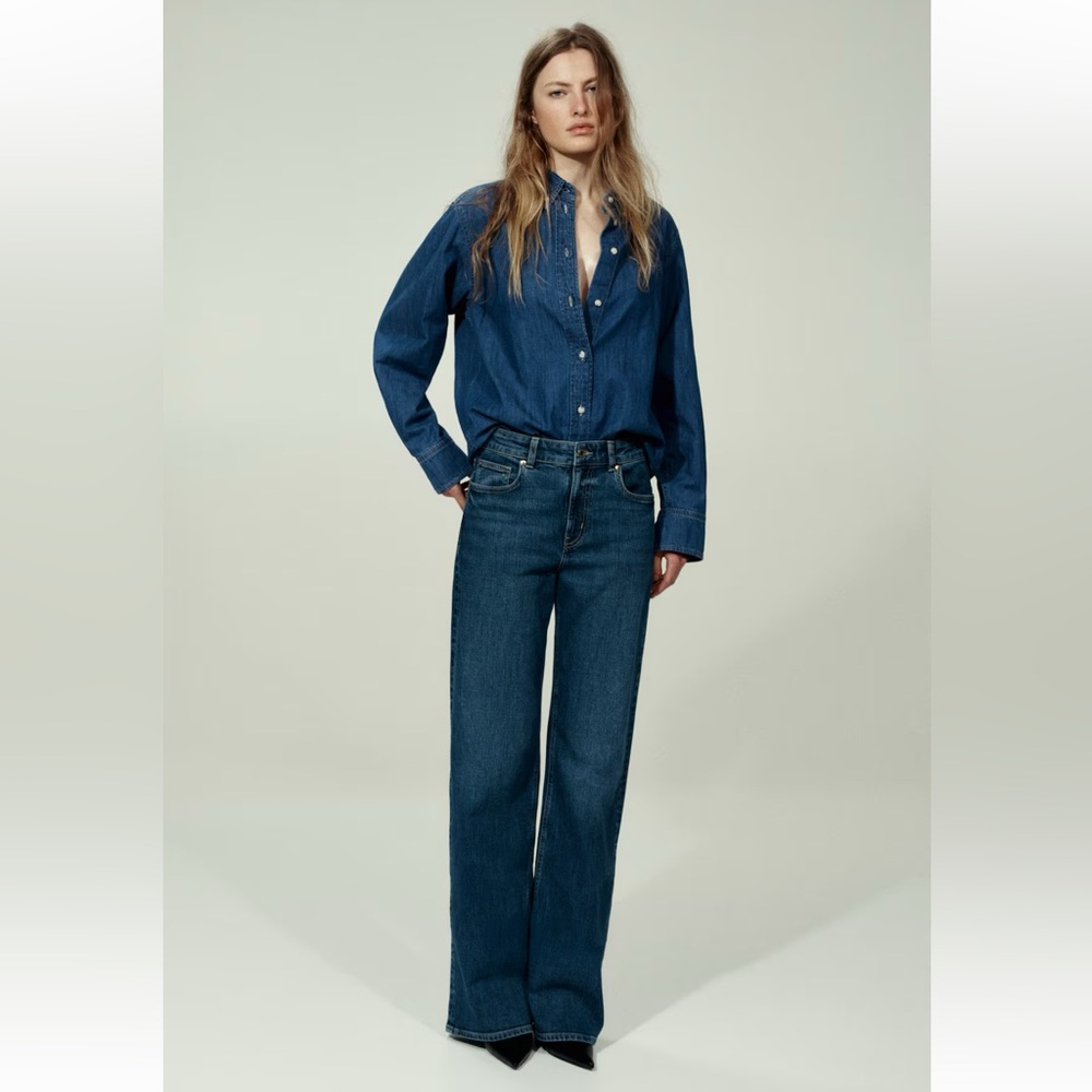 H&M Wide Jeans in Deep Blue